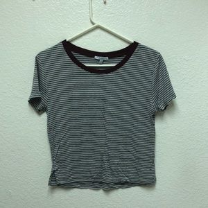 Purple and gray striped crop top